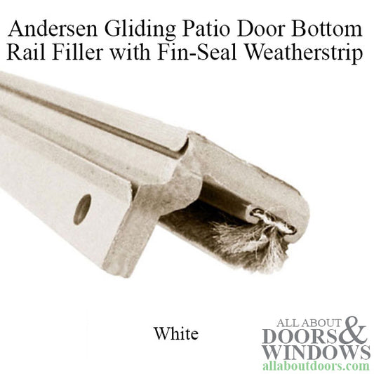 Andersen Perma-Shield Gliding Door PS4, 8/12 Operating Panel Bottom Rail Filler with Fin-Seal Weatherstrip - White