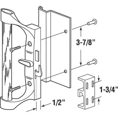 Sliding Door Handle Set, 3-7/8 H.C., Aluminum/Wood - Choose Color - Sliding Door Handle Set, 3-7/8 H.C., Aluminum/Wood - Choose Color