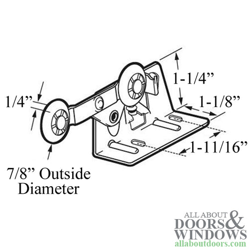Tandem Closet Door Roller 7/8 Inch Nylon Wheels - Tandem Closet Door Roller 7/8 Inch Nylon Wheels