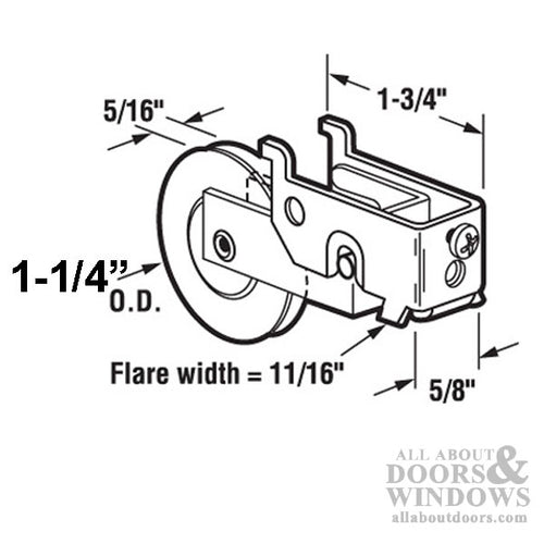 Sliding Door Hook Tab Roller With Adjustable Steel Housing 1.25 Inch Steel Wheel - Sliding Door Hook Tab Roller With Adjustable Steel Housing 1.25 Inch Steel Wheel
