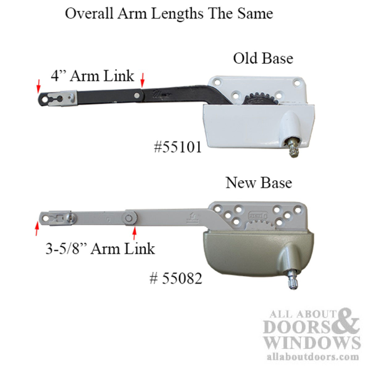 Sill Mounted Straight Link 4-1/2 Inch Split Arm Casement Window Operator, Left Hand - Gold - Sill Mounted Straight Link 4-1/2 Inch Split Arm Casement Window Operator, Left Hand - Gold