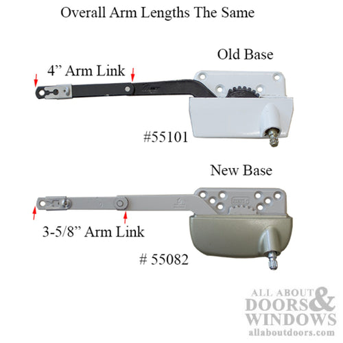 Sill Mounted Straight Link 4-1/2 Inch Split Arm Casement Window Operator, Left Hand - Gold - Sill Mounted Straight Link 4-1/2 Inch Split Arm Casement Window Operator, Left Hand - Gold