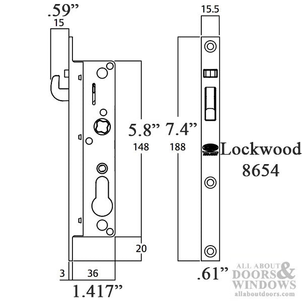 Lockwood 8654 Hinged Security Door Lock for Hinged Security Doors - Lockwood 8654 Hinged Security Door Lock for Hinged Security Doors