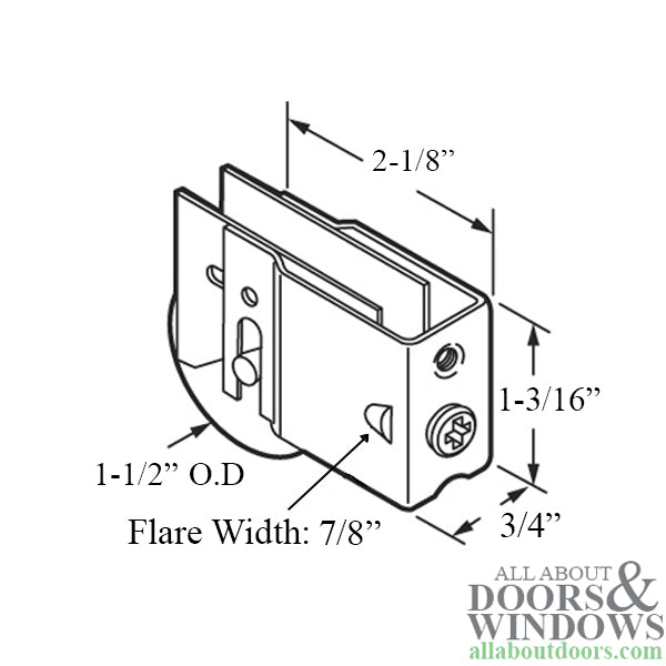Sliding Patio Door Roller with Adjustable Steel Housing 1.5 Inch Steel Wheel Diameter - Sliding Patio Door Roller with Adjustable Steel Housing 1.5 Inch Steel Wheel Diameter