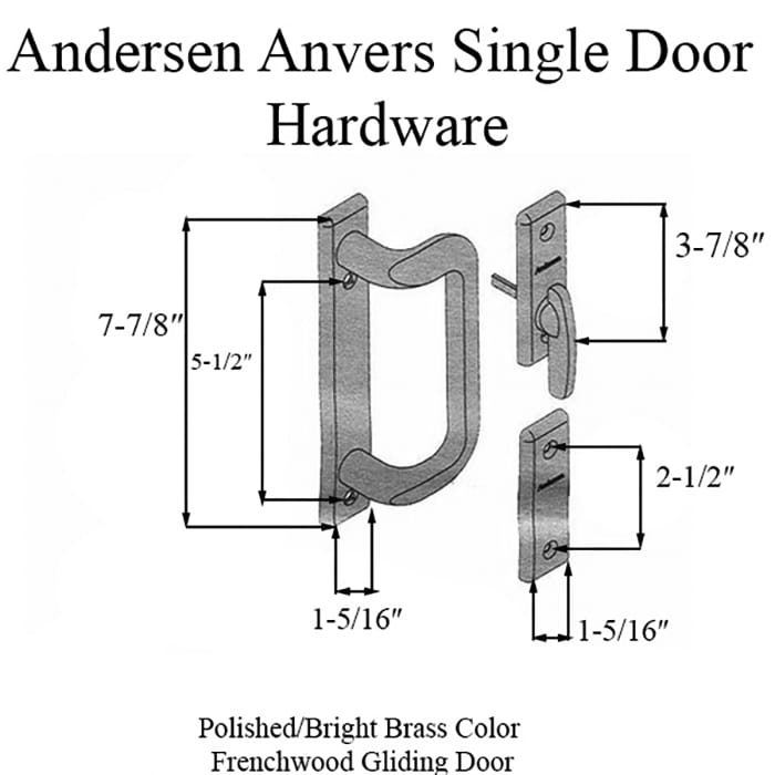 Andersen Frenchwood Gliding Door Trim Hardware, Anvers 2 Panel Interior and Exterior - Bright Brass - Andersen Frenchwood Gliding Door Trim Hardware, Anvers 2 Panel Interior and Exterior - Bright Brass