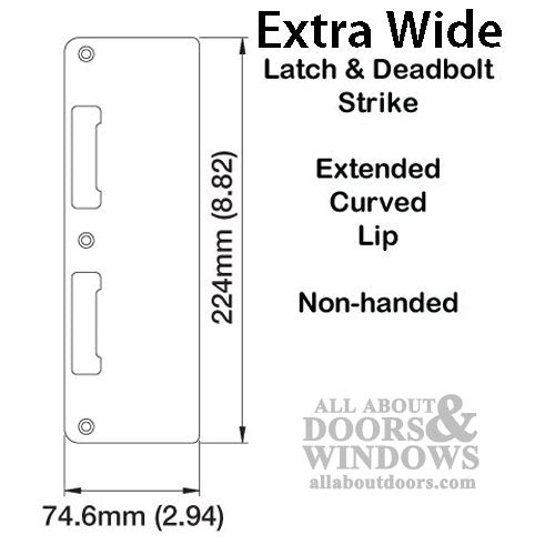 Strike Plate, PC0024N, Extra Wide Latch & Deadbolt  2.94 x 8.82 - Brass - Strike Plate, PC0024N, Extra Wide Latch & Deadbolt  2.94 x 8.82 - Brass