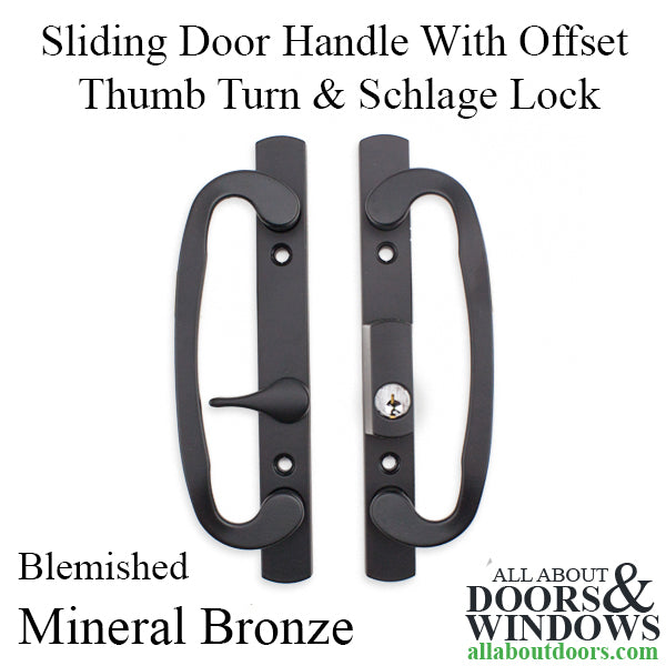 Blemished Legacy Glass Sliding Door Handle, Keyed with Offset Thumbturn, Weiser Keyway, 1-3/4