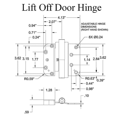 M3 Dual Adjustable Lift Off Hinge with Concealed Ball Bearings Right Hand - M3 Dual Adjustable Lift Off Hinge with Concealed Ball Bearings Right Hand