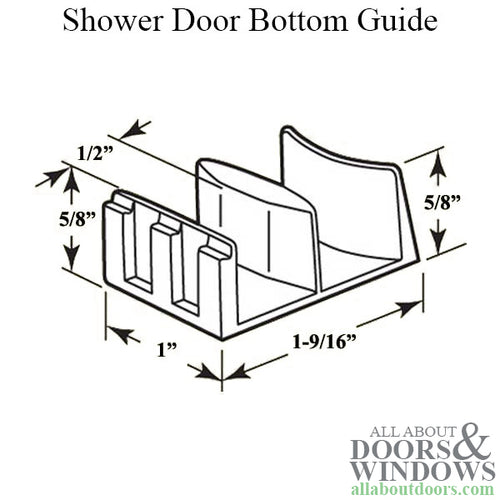 1-9/16 Inch Bottom Guide for Shower Door - Clear - 1-9/16 Inch Bottom Guide for Shower Door - Clear