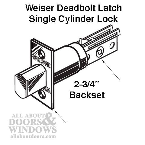 Weiser Deadbolt Latch, 2-3/4 Backset Square Face