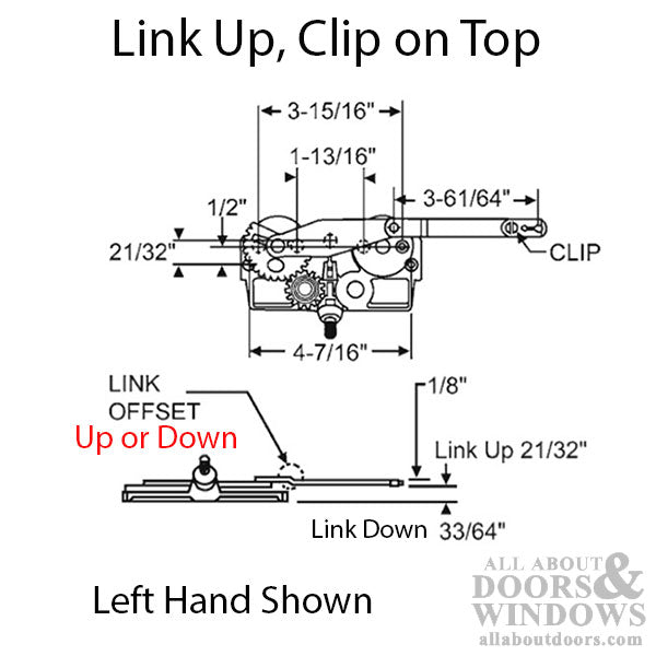 Truth Dyad Casement Operator, Wood windows, Link offset UP, Right hand - Truth Dyad Casement Operator, Wood windows, Link offset UP, Right hand