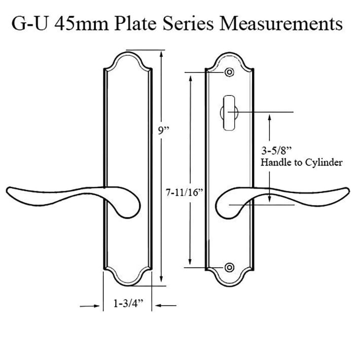 G-U Venice Handle and 45mm Plate Series, Solid Brass, Inactive, Thumbturn Only (Handles DO Move), Polished Brass - Blemished - G-U Venice Handle and 45mm Plate Series, Solid Brass, Inactive, Thumbturn Only (Handles DO Move), Polished Brass - Blemished