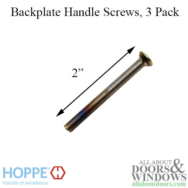 Handle Screws, 3 pack - 1-3/4 inch thick Door, M5 x 50mm - Bright Brass - Handle Screws, 3 pack - 1-3/4 inch thick Door, M5 x 50mm - Bright Brass