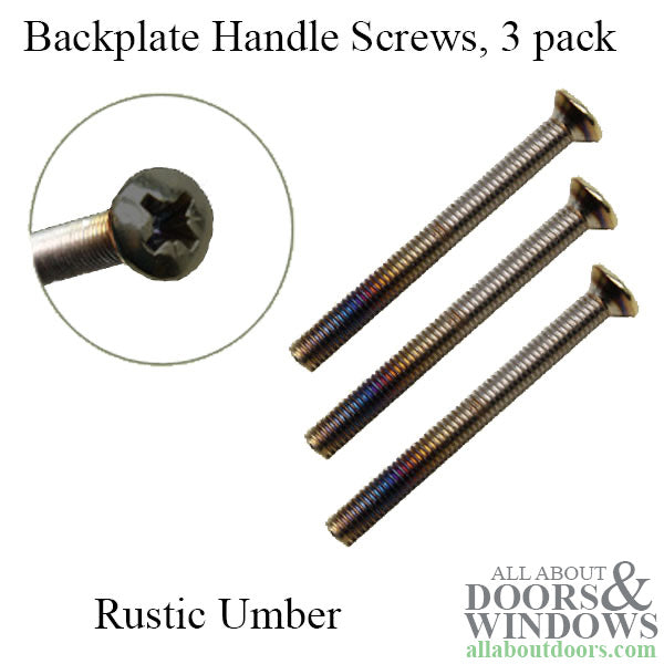 Handle Screws, 3 pack - 1-3/4 inch thick Door, M5 x 50mm - Rustic Umber - Handle Screws, 3 pack - 1-3/4 inch thick Door, M5 x 50mm - Rustic Umber