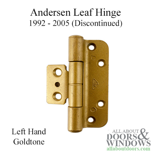 Discontinued - Andersen Leaf Hinge, Left Hand (1992-2005) - Goldtone