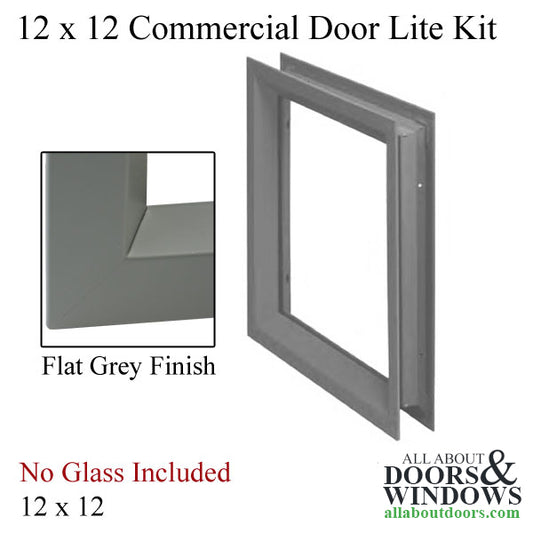 Commercial Door Light Frames, 12" x 12"  low profile metal, screw together- Grey