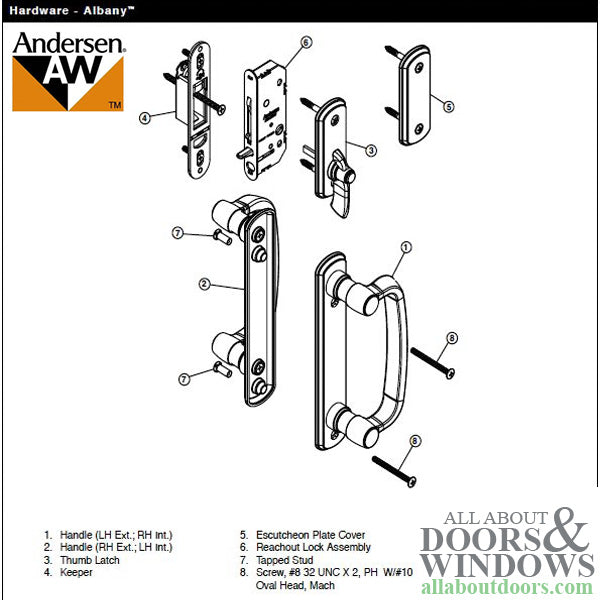 Andersen Frenchwood Gliding Doors - Thumb Latch - Albany - Inside Lock - White - Andersen Frenchwood Gliding Doors - Thumb Latch - Albany - Inside Lock - White