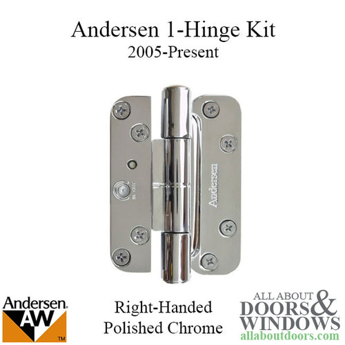 1 Hinge Kit, 2005-Present Andersen FWH Right Hand Door - Polished Chrome - 1 Hinge Kit, 2005-Present Andersen FWH Right Hand Door - Polished Chrome