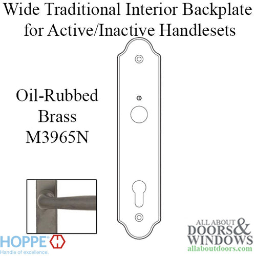 HOPPE Wide Traditional Interior Backplate M3965N for Active/Inactive Handlesets - Oil-Rubbed Brass - HOPPE Wide Traditional Interior Backplate M3965N for Active/Inactive Handlesets - Oil-Rubbed Brass