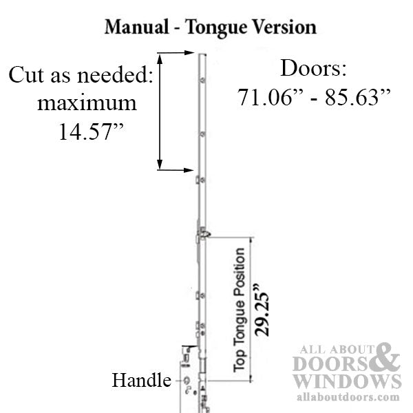 Hoppe 16mm Manual Top Extension, Tongue at 29.25