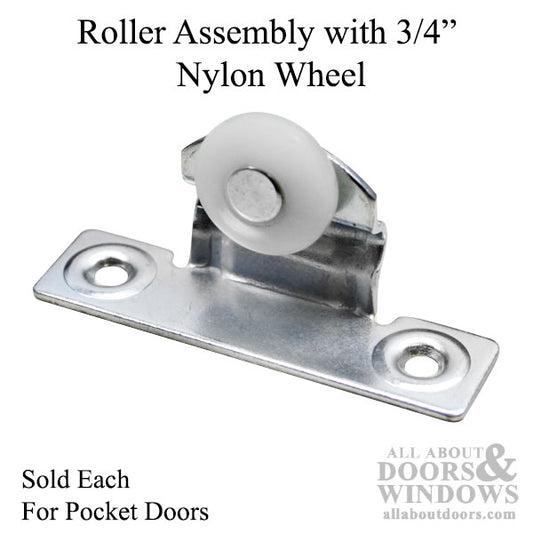 Roller Assembly with 3/4 Inch Nylon Wheel for Pocket Door