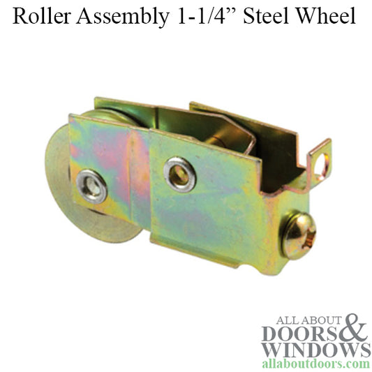 Roller Assembly for Sliding Patio Doors with Adjustable Steel Housing 1.25 Inch Steel Ball Bearing Wheel Diameter