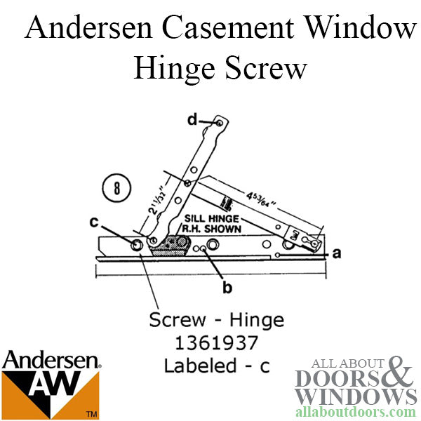 Andersen Perma-Shield Casement Window Hinge Screw, No. 7, 5/8