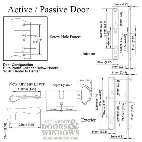 HOPPE Multipoint Handle Set with New Orleans Lever Active Brushed Chrome - HOPPE Multipoint Handle Set with New Orleans Lever Active Brushed Chrome