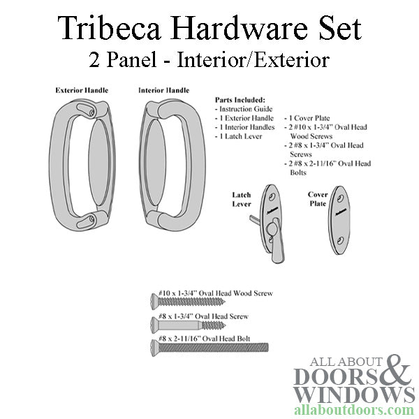 Andersen 2 Panel Gliding Door Tribeca Interior/Exterior Hardware Set - White - Andersen 2 Panel Gliding Door Tribeca Interior/Exterior Hardware Set - White