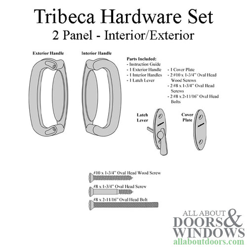 Andersen 2 Panel Gliding Door Tribeca Interior/Exterior Hardware Set - White - Andersen 2 Panel Gliding Door Tribeca Interior/Exterior Hardware Set - White