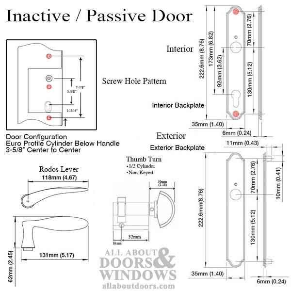 Inactive HOPPE Multi-point Handle Set with Rodos Lever, M1603/216N - Resista Brushed/Satin Nickel - Inactive HOPPE Multi-point Handle Set with Rodos Lever, M1603/216N - Resista Brushed/Satin Nickel