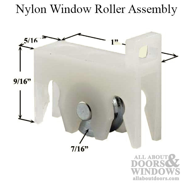 Nylon Roller Assembly with 7/16 Inch Concave Steel Wheel for Sliding Windows - Nylon Roller Assembly with 7/16 Inch Concave Steel Wheel for Sliding Windows