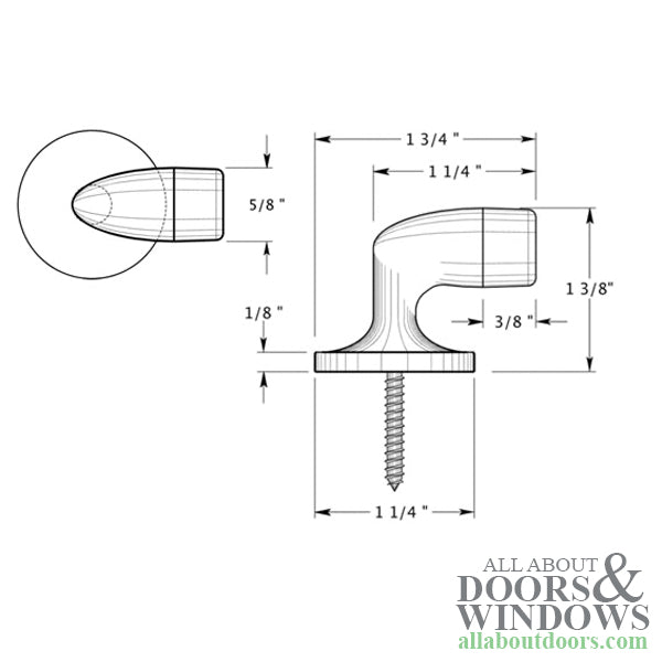 1-3/8 Floor Mounted Bumper, Solid Brass  - Choose Finish - 1-3/8 Floor Mounted Bumper, Solid Brass  - Choose Finish