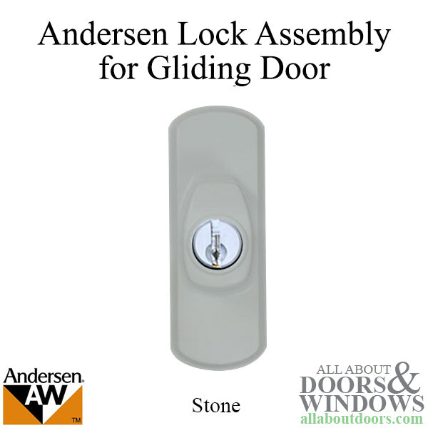 Andersen Frenchwood Gliding Doors - Lock Assembly - Albany - Exterior - Left - Stone - Andersen Frenchwood Gliding Doors - Lock Assembly - Albany - Exterior - Left - Stone