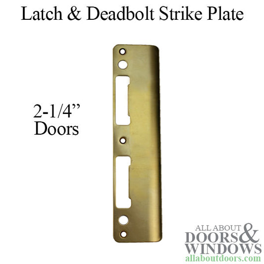 Latch & Deadbolt Strike Plate, 2-1/4 Door - Polished Brass