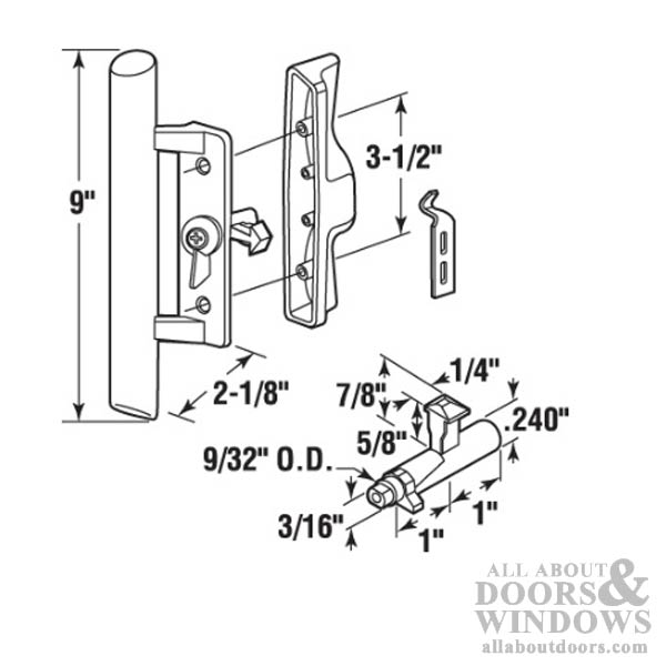 Sliding Patio Door Handle Set With Thumbturn Black Metal With Wood Finish - Sliding Patio Door Handle Set With Thumbturn Black Metal With Wood Finish