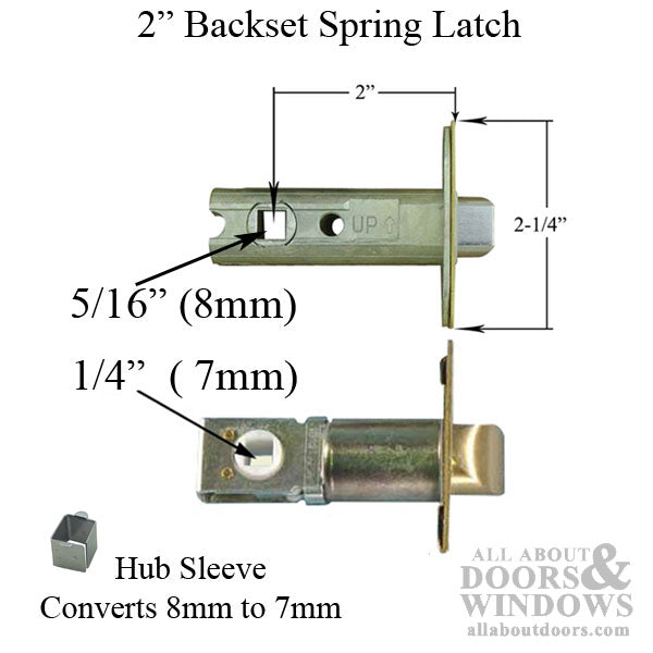 2 inch Backset Spring Latch, Square Face - Brushed Stainless Steel - 2 inch Backset Spring Latch, Square Face - Brushed Stainless Steel