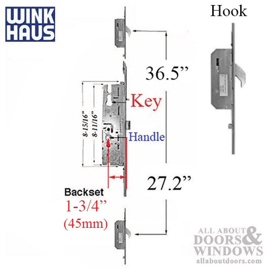 20mm Winkhaus OML 45/92 Hooks @ 27.2 Down, 36.5 Up