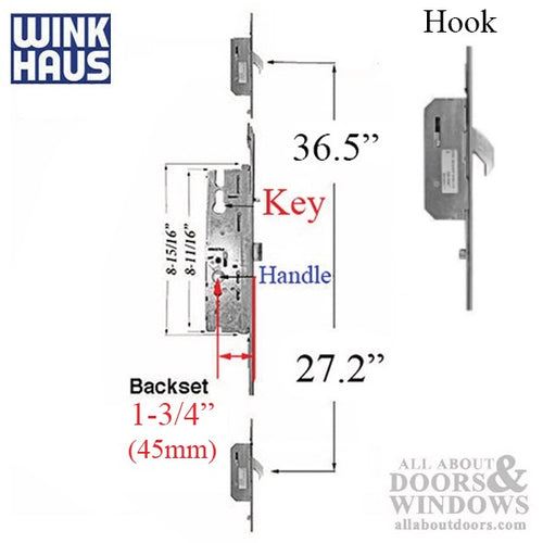 20mm Winkhaus OML 45/92 Hooks @ 27.2 Down, 36.5 Up - 20mm Winkhaus OML 45/92 Hooks @ 27.2 Down, 36.5 Up