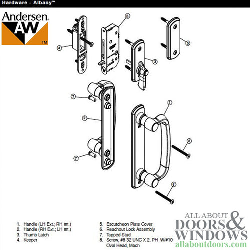 Andersen Frenchwood Gliding Doors - Lock Assembly - Albany - Exterior - Left - Black - Andersen Frenchwood Gliding Doors - Lock Assembly - Albany - Exterior - Left - Black