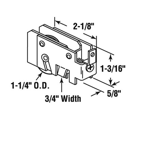 Rylock Sliding Door Roller With Steel Adjustable F Tab Housing With 1.25 Inch Steel Wheels - Rylock Sliding Door Roller With Steel Adjustable F Tab Housing With 1.25 Inch Steel Wheels