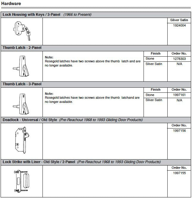 Andersen Perma-Shield Gliding Doors - Lock Housing w/ Keys - 3 Panel - Silver Satin - Andersen Perma-Shield Gliding Doors - Lock Housing w/ Keys - 3 Panel - Silver Satin