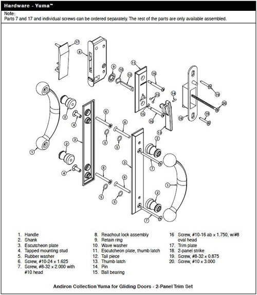 Andersen Frenchwood Gliding Doors - Thumb Latch - Yuma - Inside Lock - Distressed Nickel - Andersen Frenchwood Gliding Doors - Thumb Latch - Yuma - Inside Lock - Distressed Nickel