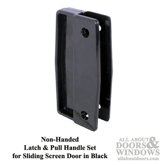 Non-Handed Latch & Pull Handle Set for Sliding Screen Door - Black