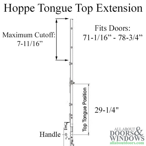 Hoppe 16mm Manual Top Extension, Tongue at 29.25