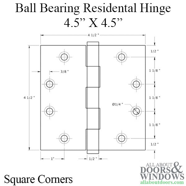 4.5 x 4.5 Ball Bearing Hinge - Square Corner - 4.5 x 4.5 Ball Bearing Hinge - Square Corner