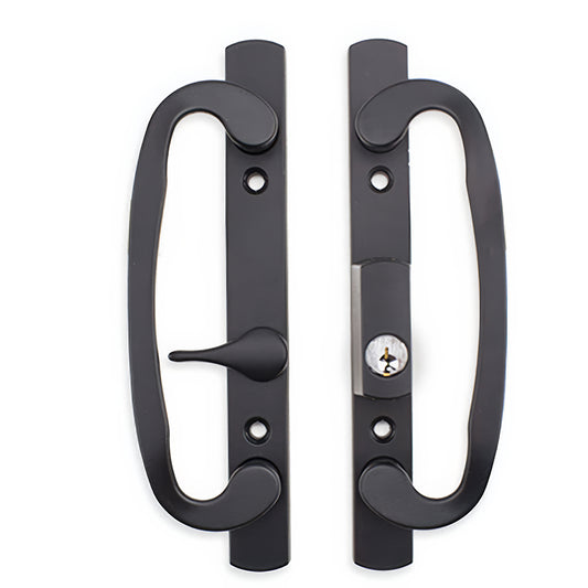 Legacy Glass Sliding Door Handle Set Keyed with Offset Thumbturn Schlage Keyway