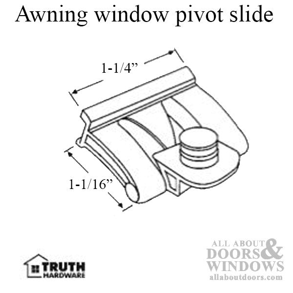 Awning window pivot slide assembly, Plastic - Black - Awning window pivot slide assembly, Plastic - Black