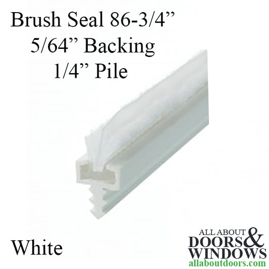 Brush Seal Weatherstrip, 86-3/4", 3/32" Kerf, 1/4" Pile - White