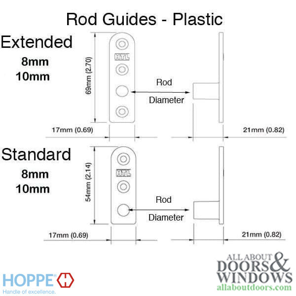 Hoppe Multipoint Rod Guide, Extended 10mm, Black - Hoppe Multipoint Rod Guide, Extended 10mm, Black